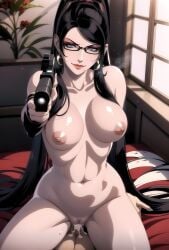 ai_generated bayonetta bayonetta_(character) black_hair cjin femdom gun nude nude_female video_game_character