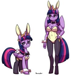 absurd_res alicorn alpha_channel anthro bow bunny_costume bunny_ears_(disambiguation) clothing costume crown cuffs_(disambiguation) equid equine friendship_is_magic hasbro hi_res horn legwear mammal my_little_pony nude pantyhose sketchy_skylar transparent_background twilight_sparkle_(mlp) wings