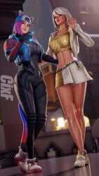 2girls 3d aphrodite aphrodite_(fortnite) big_breasts cixf female fortnite lynx_(fortnite) tagme thick_thighs