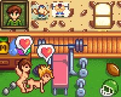 alex_(stardew_valley) alex_mullner anal_penetration anal_sex animated animation brown_hair doggy_style gay gay_sex gif gym heart male_only naked pixel_animation pixel_art sam_(stardew_valley) stardew_valley tagme yellow_hair