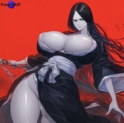 1girls ai_generated areola_slip big_breasts black_hair bleach blood breasts breasts color curvy curvy_body curvy_female curvy_figure female female_focus female_only huge_breasts katana large_breasts long_hair pale-skinned_female pale_skin priestofart simple_background solo solo_female solo_focus sword tagme tagme_(artist) tagme_(character) thick_thighs thin_waist unohana_retsu watermark