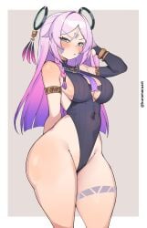 1girls absurd_res ass blush breasts cameltoe citlali_(genshin_impact) cleavage female female_focus female_only genshin_impact hi_res kuromaruart large_breasts light-skinned_female light_skin looking_at_viewer solo thick_thighs thighs tribal_markings wide_hips