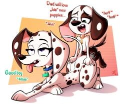 101_dalmatian_street 101_dalmatians 1boy1girl 2025 age_difference artist_logo ass black_body black_fur black_spots blue_eyes canid canine canis cartoon cartoony cheating cheating_wife cheating_with_son collar cub dalmatian delilah_(101_dalmatians) dialogue digital_drawing_(artwork) digital_media_(artwork) dimitri_1_(101_dalmatians) disney dog_collar doggy_style doggy_style_position doggystyle_position domestic_canine domestic_dog duo duo_focus english_dialogue english_text fangs female female_canine female_dog female_feral female_penetrated furry furryart green_eyes hi_res high_resolution highres impregnate impregnating impregnation incest large_ears larger_female male male/female male_canine male_cub male_dog male_feral male_on_female male_penetrating male_penetrating_female mother mother/son mother_and_son older older_female older_female_and_younger_male open_mouth open_smile penetrated penile_penetration pkbrnsh0ck_(artist) sex sex_from_behind sexy_pose simple_background size_difference smaller_male smile smiling son spots spotted_body spotted_fur tail text thick_ass thick_butt tongue tongue_out white_body white_fur white_spots young younger_male younger_penetrating_older