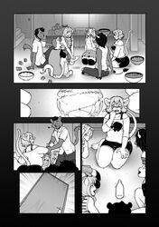 3boys 3girls anthro bottle door ecchipandaa female food furry furry_only group hi_res horns male male/female mammal miniskirt monochrome murid murine on_floor playing rat rat_girl rodent rodent_humanoid room scared shorts sitting sitting_on_floor smile snack spin_the_bottle tagme thighhighs yokozuwari zettai_ryouiki