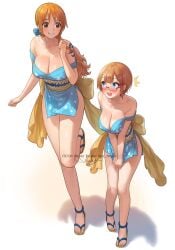 2girls adult adult_female arm_tattoo bare_arms bare_calves bare_chest bare_hands bare_hips bare_knees bare_legs bare_shoulders bare_skin bare_thighs bare_toes bewitching_thighs birthing_hips blue_hair_ribbon blue_hair_tie blue_ribbon blush blush_face blush_lines blushed_face blushing_face blushing_female bokutachi_wa_benkyou_ga_dekinai breasts brown_footwear brown_sandals bust_cup busty busty_female busty_girl calves child_bearing_hips cleavage clothing collarbone curvaceous curvaceous_body curvaceous_female curvaceous_figure curvaceous_hips curvy curvy_body curvy_female curvy_figure curvy_hips dot_nose elbows embarrassed embarrassed_exposed_female embarrassed_expression embarrassed_female exposed_arms exposed_chest exposed_hips exposed_legs exposed_shoulders exposed_skin exposed_thighs exposed_toes feet female female_focus female_only fertile_hips footwear full_body glasses glasses_on_face glasses_on_head hair_ribbon hair_tie high_resolution high_school_student highres hourglass_figure japanese_clothes japanese_clothing knees large_breasts lean_body lean_figure legs lips long_hair mature mature_female multiple_females multiple_girls nami nami_(one_piece) narrow_waist nhaliz off_shoulder ogata_rizu_(bokuben) onami one_piece orange_eyebrows orange_eyes orange_eyes_female orange_hair orange_hair_female ponytail ribbon sandals school_girl seductive_body seductive_cleavage seductive_hips seductive_thighs short_hair shoulders simple_background sitting slender_body slender_waist slim_girl slim_waist smile smiley_face smiling smiling_at_another tattoo tattoo_on_arm tattooed_arm teen_girl teenage_girl teenager thick_thighs thighs thin_waist toes white_background wide_hips young_female young_woman