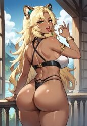 1female 1girl 1girls ai_generated animal_ears ass ass_cheeks ass_focus back back_view bangle big_ass big_breasts big_butt big_buttocks blonde_female blonde_hair blush breasts brown_skin brown_skinned_female bubble_butt butt_focus buttocks civitai clothed clothed_female clothing cloud crop_top curvaceous curvy curvy_female curvy_figure dark-skinned_female dark_skin dat_ass excited fellatio_gesture female female_focus female_only fireandflame from_behind g-string genshin_impact gesture green_eyes horny horny_female hourglass_figure house hoyoverse huge_ass huge_asscheeks huge_butt huge_thighs humanoid jewelry kemonomimi lipstick long_hair looking_at_viewer makeup mountain open_mouth oral_invitation presenting presenting_ass presenting_hindquarters rear_view round_ass round_butt self_upload sexually_suggestive shiny_ass shiny_skin sideboob sky slim_waist smile smiling_at_viewer solo solo_female standing thick_ass thick_butt thick_legs thick_thighs thighs thin_waist thong tongue tongue_out topwear uncensored voluptuous voluptuous_female wide_hips xilonen_(genshin_impact)