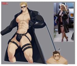 albert_wesker chris_redfield collar jockstrap leash leash_pull male male_only resident_evil underwear yozorac1