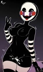 3_fingers :d after_sex ai_generated animatronic animatronic_female cum cum_in_pussy cum_inside five_nights_at_freddy's five_nights_at_freddy's_2 marionette_(fnaf) masked_female motion_lines naked nude perky_breasts pixai puppet_(fnaf) purple_background robot_girl slim_waist striped_arms striped_legs ultimate_custom_night white_pupils