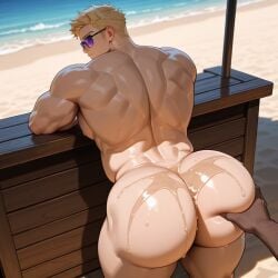 ai_generated ass ass_bigger_than_head ass_focus ass_grab beach big_ass big_butt blonde_hair civitai clint_barton fat_ass gigantic_ass hawkeye huge_ass looking_at_viewer male male_focus male_only marvel marvel_comics marvel_rivals muscular oil sunglasses thick thick_ass thick_thighs thighs wide_hips