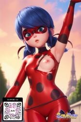 ai_generated armpits artist_name bangs blue_eyes blue_hair blurry blurry_background blush bodysuit breasts clothing depth_of_field domino_mask elbow_gloves female female female_only gloves hair_ribbon ladybug_(character) latex lips littlehentai long_hair looking_at_viewer low_twintails marinette_dupain-cheng mask miraculous_ladybug nipples outdoors parted_lips patreon_username polka_dot red_bodysuit ribbon savitar savitar_(artist) skin_tight sky small_breasts solo superhero swept_bangs thigh_gap tied_hair torn_bodysuit torn_clothes twintails