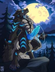 anthro canid canine canis erection felixfellow full_moon genitals hi_res howl knot male mammal moon mythological_canine mythological_creature mythology night penis solo werecanid werecanine werecreature werewolf wolf