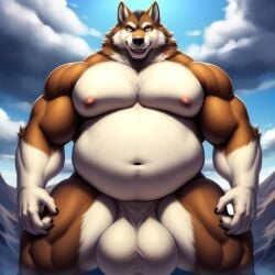 ai_generated bara bara_butt bara_tiddies fat frosting.ai furry gay questionable_anatomy