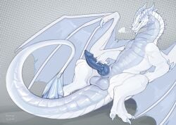 balls blue_penis claws digital_drawing_(artwork) digital_media_(artwork) dragon erection feral finger_claws genitals horn inno-sjoa knot male membrane_(anatomy) membranous_wings mythological_creature mythological_scalie mythology penis scalie solo tail toe_claws wings