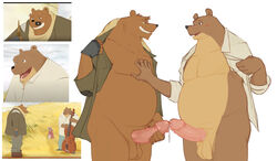 2020 anthro balls belly bolero_(ernest_and_celestine) brown_body clothed clothing duo erection ernest_(ernest_and_celestine) ernest_and_celestine genitals humanoid_genitalia humanoid_hands humanoid_penis male male/male mammal open_clothing open_shirt open_topwear overweight overweight_male penis seyrmo shirt topwear ursid