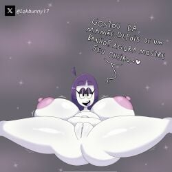 huge_ass huge_breasts lila_(spooky_month) lokbunny17 portuguese_text purple_hair spooky_month translation_request