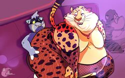 16:10 2021 anthro asphyxiation ass belly belly_overhang benjamin_clawhauser big_belly big_butt big_moobs cheetah clothing collar dewlap_(anatomy) disney domestic_cat dominant dominant_male double_chin duo felid feline felis fishnet fishnet_armwear fishnet_legwear gay glitch_(glitch308) hi_res huge_butt large_ass legwear looking_back male male/male mammal moobs navel obese obese_anthro obese_male overweight overweight_anthro overweight_male pantyhose shamelesss shamelesss_(character) shamenando smothering submissive submissive_male thick_thighs wide_hips widescreen yaoi zootopia