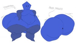 2021 anthro armwear ass big_butt blehbluhp3 blue_body blue_boots blue_clothing blue_footwear blue_skin boots clothing cyanu elbow_gloves english_text fan_character footwear for_a_head gay gloves handwear huge_butt hyper hyper_butt male object_head overweight pennt pentagon_(shape) simple_background solo tagme text white_background