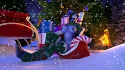 1girls 3d ball_gag bellakvo big_breasts blizzard_entertainment christmas draenei female female_only looking_at_viewer nude original_character pinup sironis sitting solo stockings thick_thighs thighhighs voluptuous voluptuous_female warcraft winter_veil world_of_warcraft