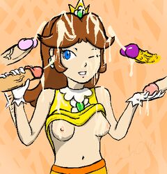 chombie female human male mario_(series) mario_tennis nintendo princess_daisy straight straight_hair tagme unseen_male_face