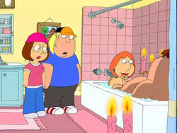 bad_parenting bathroom chris_griffin family_guy female human husband_and_wife lois_griffin male meg_griffin mole peter_griffin straight