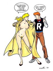 1boy 1girls 2000 adam_walters archie_andrews archie_comics betty_cooper breasts coat exhibitionism female human human_only hypnosis light-skinned_female light-skinned_male light_skin male mind_control nude pussy robe straight stripping tebra unaware unaware_exhibitionist unaware_hypnosis unshaved_pussy