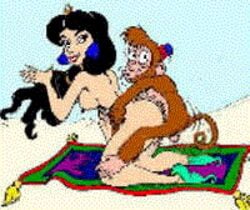 abu_(aladdin) aladdin animated disney disney_princess doggy_style female gif haplorhine human interspecies male monkey monkey_feet nipples oabu_(aladdin) prehensile_feet primate princess princess_jasmine royalty straight tagme zoophilia