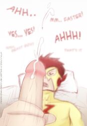 dc dcau innoccence kid_flash kid_flash_(teen_titans) male male_only masturbation penis solo straight_hair teen_titans wally_west