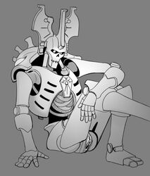 ambiguous_gender legs_crossed lewdbees_(artist) looking_at_viewer necron pussy robot robot_humanoid robot_pussy vagina warhammer_(franchise) warhammer_40k