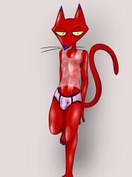 absurd_res anthro briefs bulge cartoon_network clothed clothing courage_the_cowardly_dog domestic_cat felid feline felis genital_outline hi_res illegaleel katz_(courage_the_cowardly_dog) male mammal nipples partially_clothed penis_outline solo topwear translucent translucent_clothing underwear wet wet_clothing wet_topwear