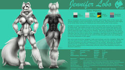 16:9 2021 5_fingers 5_toes anthro ass athletic athletic_anthro athletic_female back_muscles big_breasts big_butt black_body black_fur black_nose breasts canid canine canis character_name claws color_swatch curvaceous curvy_figure digital_media_(artwork) domestic_dog english_text feet female finger_claws fingers fluffy fluffy_tail front_view fur genitals ghostwolf great_pyrénées grey_body grey_fur hair hand_on_hip hand_on_own_hip hi_res hourglass_figure humanoid_feet humanoid_hands hybrid jennifer_lobo livestock_guardian_dog looking_at_viewer mammal mature_anthro mature_female model_sheet molosser mountain_dog multicolored_body multicolored_fur navel nipples nude pastoral_dog pawpads plantigrade pussy rear_view ruff shakattax signature solo standing tall text thick_thighs toe_claws toes two_tone_body two_tone_fur voluptuous white_body white_fur white_hair wide_hips widescreen wolf wolfdog