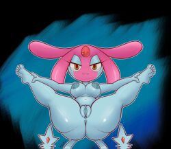 :3 anthro anus big_breasts breasts female genitals hi_res legendary_pokémon legs_up looking_at_viewer mellojellowo mesprit nintendo nude pokémon_(species) pokemon pussy simple_background solo spread_legs spreading video_games