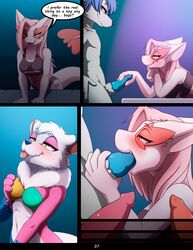 anthro canid canine cherry_(ztwidashz) claire_(djinthepurpleraccoon) darkmirage fellatio female genitals group half-closed_eyes hi_res looking_pleasured male male/female mammal narrowed_eyes oral page_37 penile penis sex spotlight tongue tongue_out