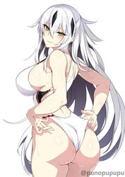 1girls between_buttocks fate_(series) female green_eyes long_hair looking_at_viewer nagao_kagetora_(fate) punopupupu swimsuit tagme wet wet_body white_hair zeroshiki_kouichi