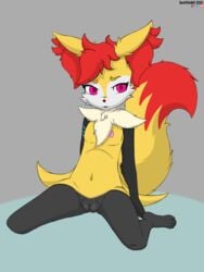 3:4 andromorph anthro braixen braxiss_(character) canid canine cuntboy darkholm1 fennec fox genitals hi_res intersex mammal nintendo nude pokémon_(species) pokemon pokemon_(species) pussy solo video_games