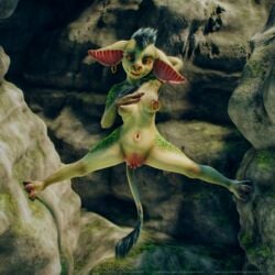 1:1 3d_(artwork) breasts claws clitoris digital_media_(artwork) ear_piercing facial_piercing female genitals goblin goblin_female green_body green_skin gvarrsogul hi_res humanoid hyper_ears looking_at_viewer mammal navel nipple_piercing nipples nose_piercing nose_ring not_furry nude piercing pussy smile smiling_at_viewer solo spread_legs spreading tchaikovsky2 text url