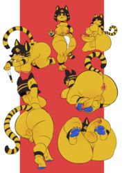 absurd_res animal_crossing ankha ankha_(animal_crossing) anthro ass balls big_butt breasts domestic_cat felid feline felis futanari genitals gynomorph hi_res intersex mammal nintendo nipple_piercing nipples penis piercing solo thewilldpink thick_thighs video_games