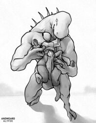 2021 2_toes 4_eyes 4_fingers 5_fingers absurd_res acrid alien anthro armor artificer_(risk_of_rain) balls big_balls big_breasts big_penis bodily_fluids boots bottomless breasts clothed clothing crouching drooling duo erection feet female fingers fist footwear full-length_portrait genital_fluids genitals glans greyscale grinding headgear helmet hi_res huge_balls huge_cock humanoid humanoid_on_anthro larger_anthro larger_male licking lifted male male/female monochrome multi_eye muscular muscular_male nipple_outline nude open_mouth penis portrait precum risk_of_rain risk_of_rain_2 saliva scalie sex size_difference smaller_female smaller_humanoid smile spikes thigh_sex toes tongue tongue_out topwear video_games wide_hips zoquete