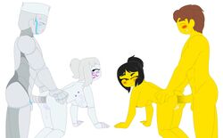 anal duchess_pixal jay_(ninjago) lego multiple_boys multiple_penises ninjago nya_(ninjago) p.i.x.a.l. rebooted_(ninjago) robot robot_girl robot_humanoid zane_(ninjago)