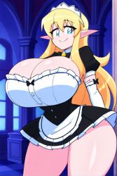 ai_generated blonde_hair elf female female_only huge_breasts long_hair maid schoolgirl tiffania_westwood zero_no_tsukaima