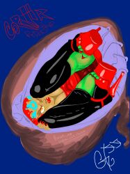black_stockings carla(def_jam_vendetta) def_jam_vendetta digestion eaten_alive g655 heelz inside_creature inside_stomach latex_stockings legwear platform_heels red_claws red_dress red_hair red_pleaser_heels sharp_nails sharp_toenails tight_dress vore