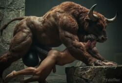 ai_generated animated big_balls big_penis bovine gay human tagme video yaoi