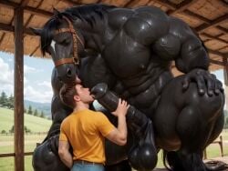ai_generated animated big_balls big_penis equine gay horse human tagme video yaoi