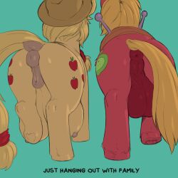 1boy 1girls and animal anus applejack_(mlp) ass backsack balls ballsack big big_macintosh_(mlp) breasts brother clothing cold-blooded-twilight color color_edit colored colored_sketch colorized colorshun crotchboobs cutie duo equid equine female feral friendship_is_magic general genitalia genitals hasbro hat headgear headwear horse huge male mammal my_little_pony perineum pony puffy pussy rear sibling sister toony view vulva yoke