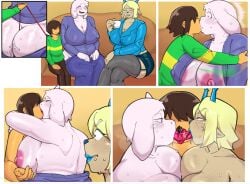 2026 2d absurd_res anthro antlers ass big_ass big_breasts big_butt blonde_hair blue_eyes blue_nose blush bodily_fluids boss_monster boss_monster_(undertale) bovid breasts caprine carol_holiday closed_eyes clothed clothed_male clothing clothing_pull colored comic comic_panel curvy_figure deer deltarune dialogue digital_drawing_(artwork) digital_media_(artwork) duo english_text female fingers french_kissing fur furry goat goat_mom group hair hi_res horn huge_ass huge_breasts huge_butt human incest incest_(lore) kissing kris_(deltarune) makeup male male/female mammal mature_anthro mature_female mother mother_(lore) mother_and_child mother_and_child_(lore) mother_and_son mother_and_son_(lore) new_world_deer nipples open_mouth panties pants_pull parent parent_(lore) parent_and_child parent_and_child_(lore) parent_and_son parent_and_son_(lore) pseudo_incest pseudo_incest_(lore) reindeer shaded smile son son_(lore) speech_bubble text textless textless_version textless_version_at_source thenewpassion thick_thighs three_way threesome tongue tongue_out topless topless_anthro topless_female toriel trio undertale undertale_(series) underwear underwear_pull white_body white_fur yellow_body