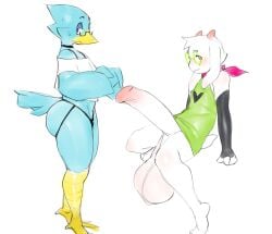 anthro armwear ass averting_eyes avian avian_feet balls berdly big_balls big_butt big_penis bird blue_body blue_feathers blush bovid caprine chastity_cage chastity_device clothing conditional_dnp crop_top darkner deltarune duo elbow_gloves erection eyewear feathers femboy fur furry gay gay_male genitals glasses gloves goat handwear hi_res horn huge_ass huge_balls huge_butt huge_cock humanoid_genitalia humanoid_penis hung_femboy hung_trap hyper hyper_ass hyper_balls hyper_butt hyper_genitalia hyper_penis hyper_testicles imminent_sex kinkykong lightner male mammal penis ralsei scarf shirt submissive thick_thighs topwear undertale_(series) wearing_chastity_device white_body white_fur yaoi