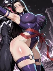 ai ai_assisted ai_generated ai_slop ass_against_crotch horny_female looking_at_partner marvel psylocke psylocke_(sai)_(vengeance) venom_(marvel)
