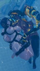 2girls activision blizzard_entertainment bondage breathplay bubbles domina female female_only fingering mechanical_arm mechanical_arms mei_(overwatch) mei_ling_zhou nude overwatch overwatch_2 peril pool robotic_arm robotic_arms rope_bondage shibari underwater underwater_peril vaira_singhania weirdoway
