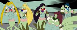 ami_mizuno big_lips_no_eyes bishoujo_senshi_sailor_moon extra_mouth fuckplant green_skin lipples lips makoto_kino minako_aino mugenbine plant plant_girl plant_humanoid plant_transformation rei_hino sailor_jupiter sailor_mars sailor_mercury sailor_moon sailor_venus suckplant thick_lips usagi_tsukino