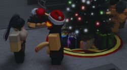 3d ass background_characters balls big_breasts big_penis blacksite_zeta breasts cesoperator christmas christmas_hat christmas_tree clothed clothing duo_focus nude penis penis_out roblox roblox_game robloxian source_request tagme thighs