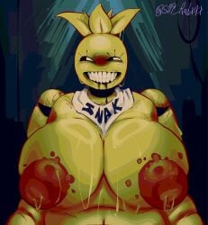 1girls animatronic animatronic_female anthro areolae artist_name artist_signature avian bib big_breasts big_nipples blush blush_lines breasts breasts_bigger_than_head chica_(fnaf) chick_(fnaf_1_remake) drool drooling fangame fangame_character female female_anthro female_focus female_only five_nights_at_freddy's fnaf_1_remake galliform grin gums machine naked naked_female nipples non-human nude nude_female robot robot_girl sketch smile smiling solo solo_female stfp_rabxxx sweat sweating tagme teeth upper_body wide_grin yellow_body